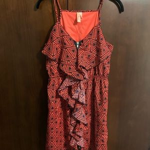 Prevett Ruffle Tank Dress with Triangle Print